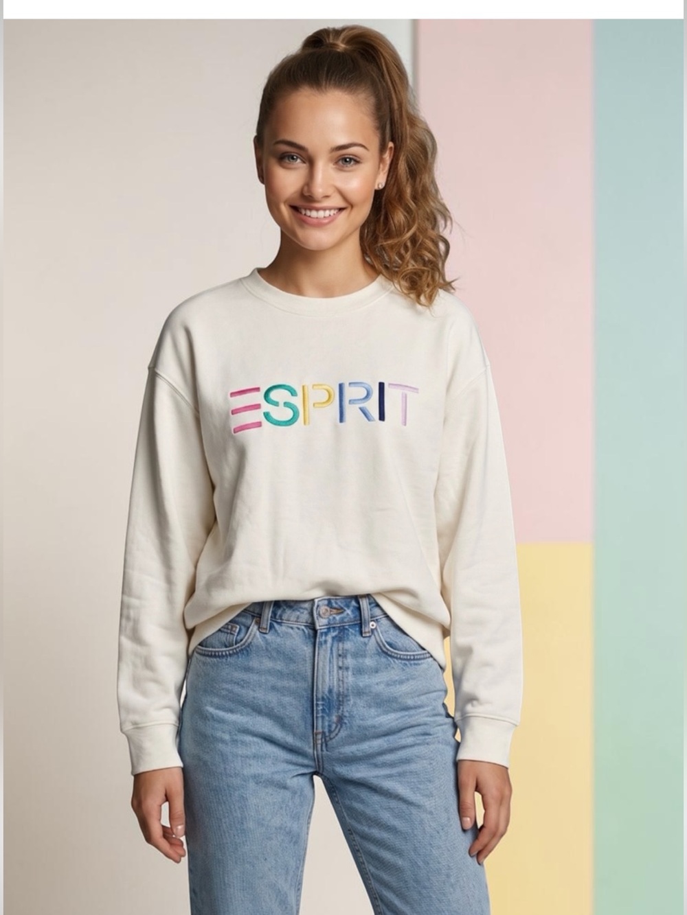 🌻NEW NWOT ESPRIT size small Colored logo sweatshirt